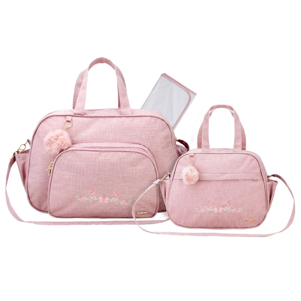 Kit Bolsa Maternidade Luxo 3 Peças com Frasqueira Térmica e Trocador | Bolsa Bebê Grande Impermeável
