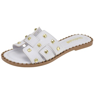 Rasteirinha Feminina Rasteira Shekinah Pirâmide Spike Confortável Enfeite Pedras em Oferta na Shopee