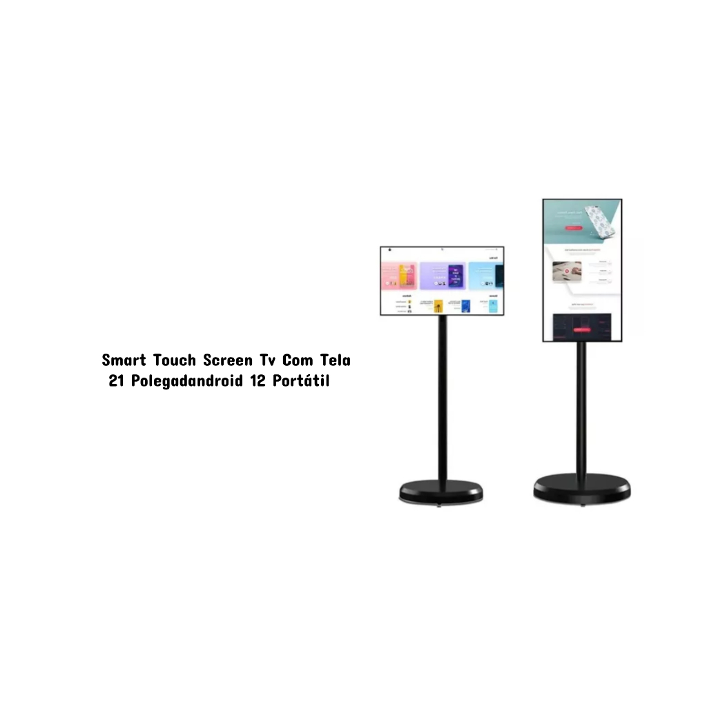 Smart Touch Screen Tv Com Tela 21 Polegadas android 12 Portátil com Base