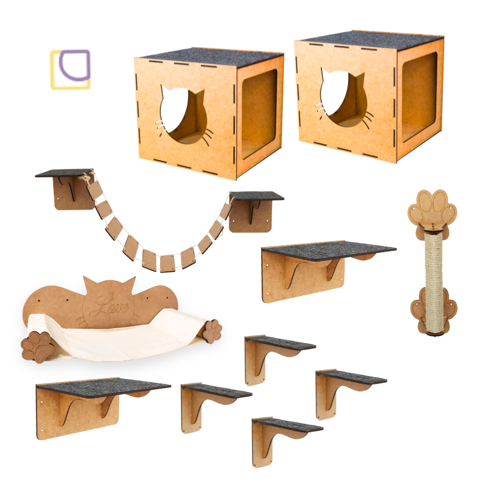 Melhores Playground Gatos kit Brinquedo Prateleiras Nichos Arranhador escadinha circuito c...