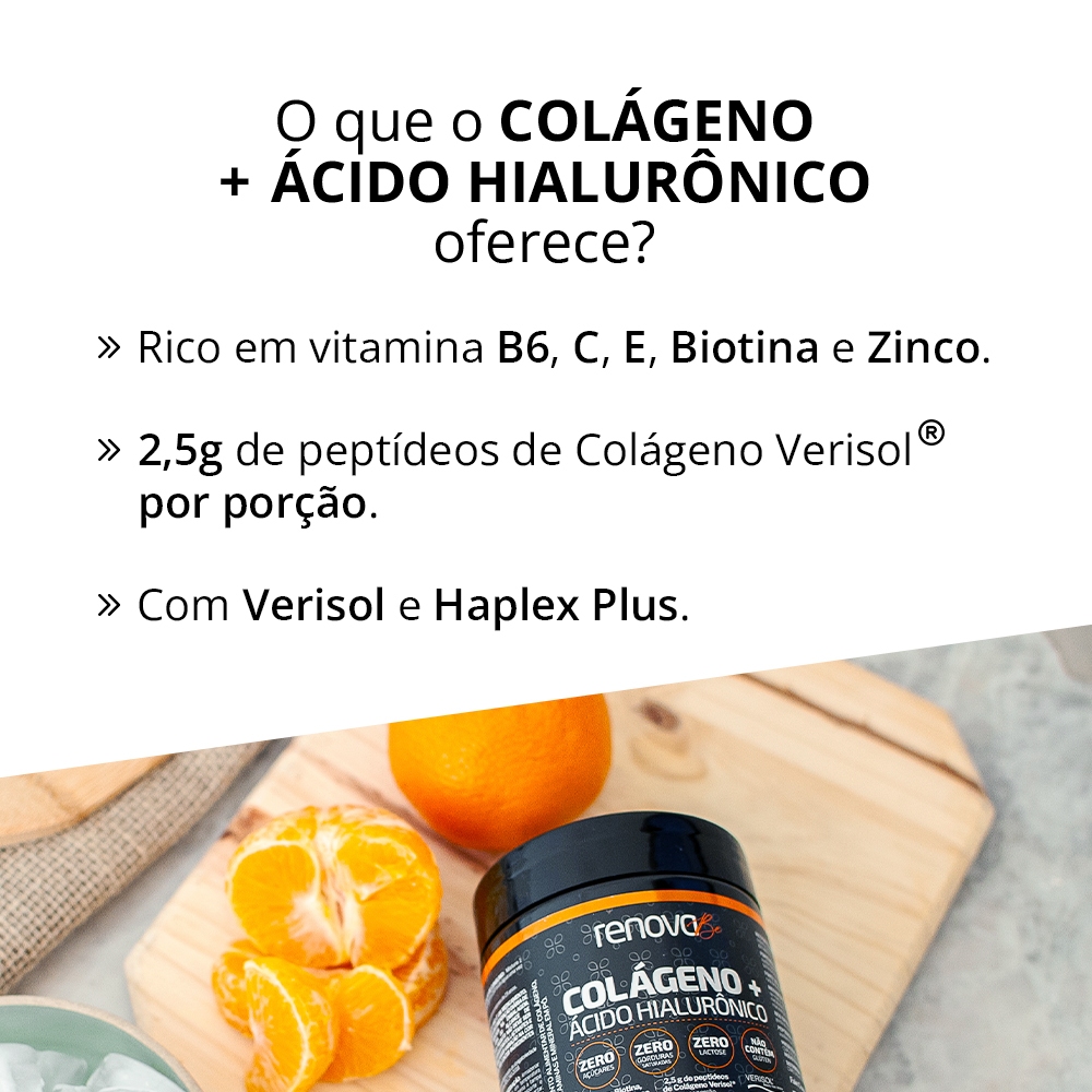 Detalhes do Colágeno Verisol Ácido Hialurônico + Wheyprotein - Renova Be