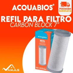 Refil Para Filtro Carbon Block 7" Acqua 200 Acqua Carvão Ativado POU Acquabios