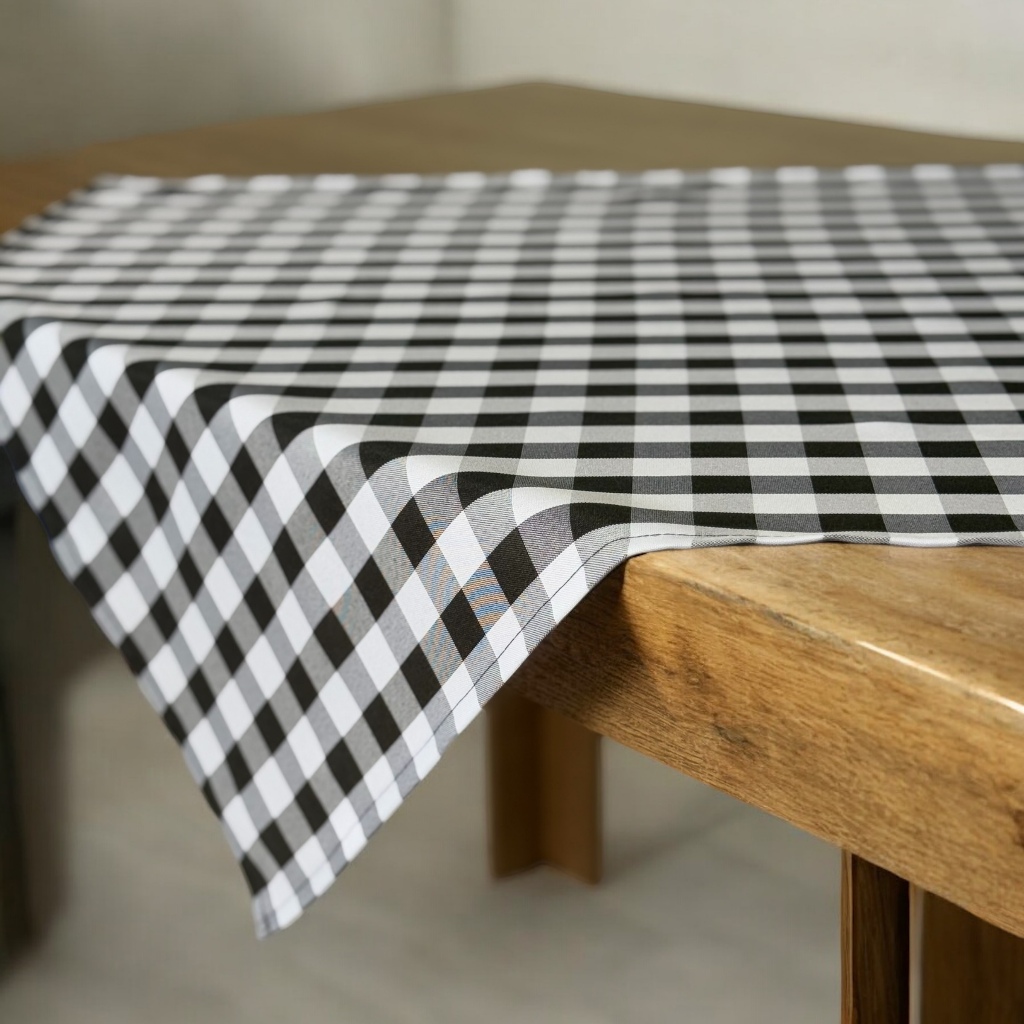 Toalha de Chá 70x70cm em Tecido Oxford Xadrez Preto em Oferta na Shopee