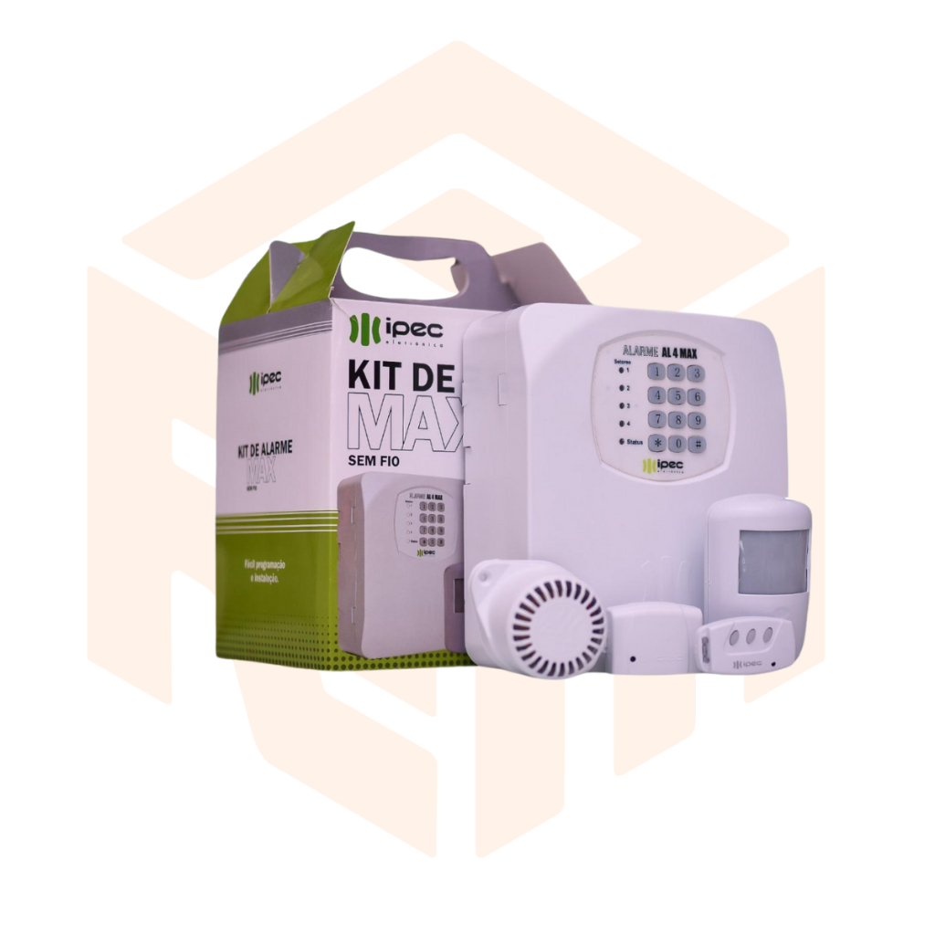 KIT de alarme AL4 ipec completo com sensores e sirene residencial
