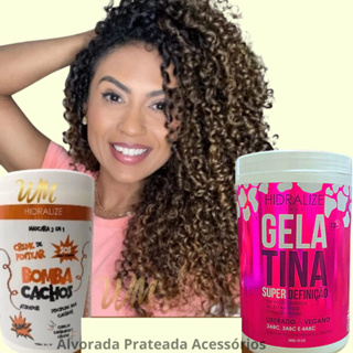 Gelatina Capilar + Creme de Pentear Bomba de Cachos Super Definição 1kg em Oferta na Shopee