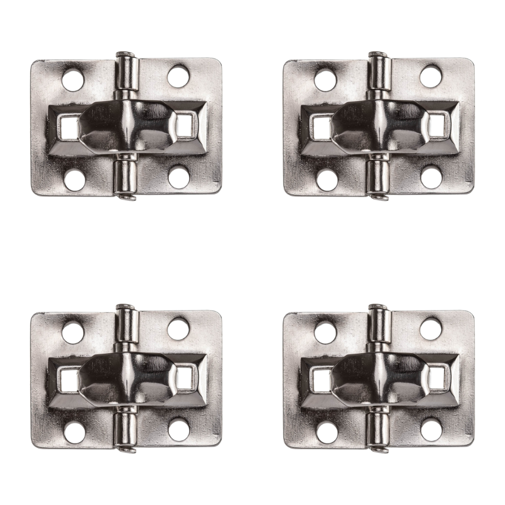 Kit 4 Dobradiças Prata Com Limitador Decoração Artesanato Caixas Mdf Baús