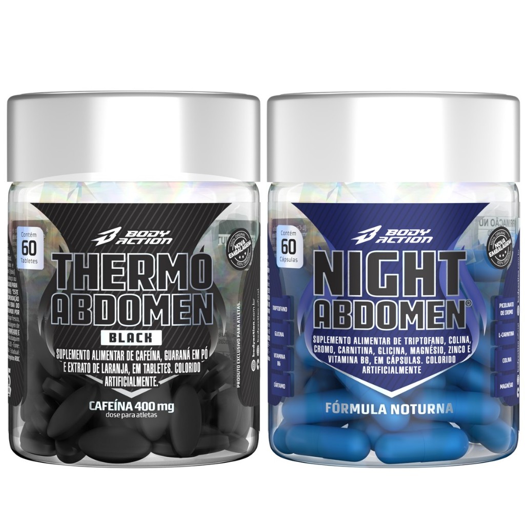 Thermo Abdomen Black + Night Abdomen 120 Caps Bodyaction - Health