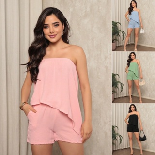 conjunto feminina blusa com short moldelo sotinho duna em Oferta na Shopee