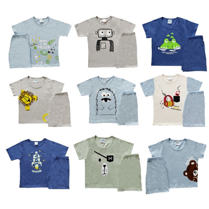 Kit 6 Peças 3 Conjuntos Pijama Infantil MENINO Verão 03 Conjuntos Tamanho 1 ao 8 anos