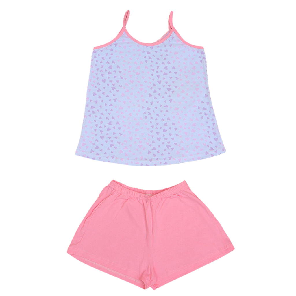 Conjunto Pijama Feminino Alcinha e Short Baby Doll Macio Confortavel Juvenil 10 ao 16