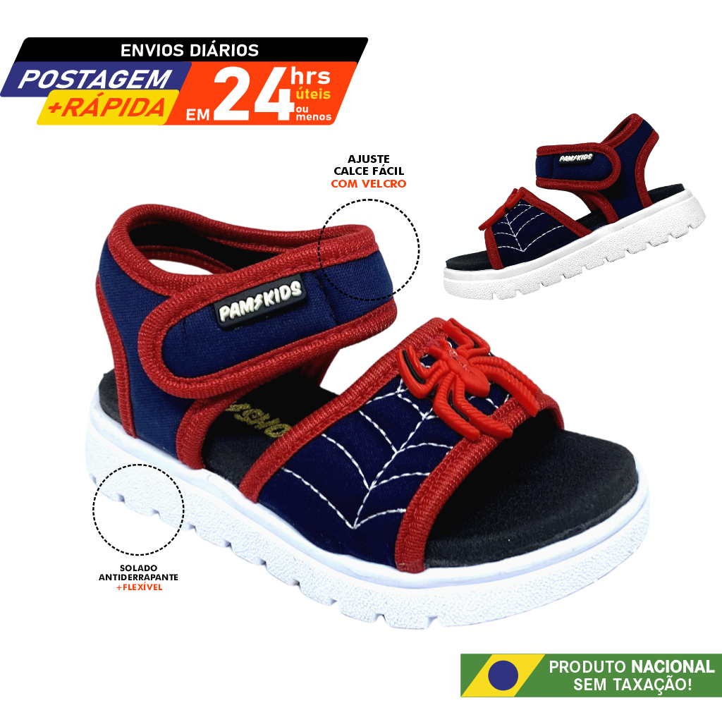 Papete Infantil Meninos Sandálias em tecido macio elástico bordado personagens herois antiderrapante em Oferta na Shopee