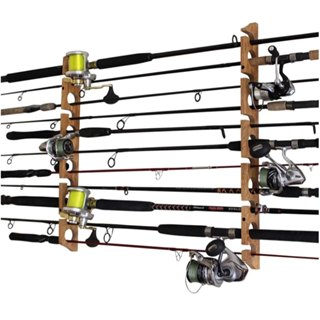 Kit 2 Unidades Suporte Vara de Pesca Parede Madeira Pinus em Oferta na Shopee