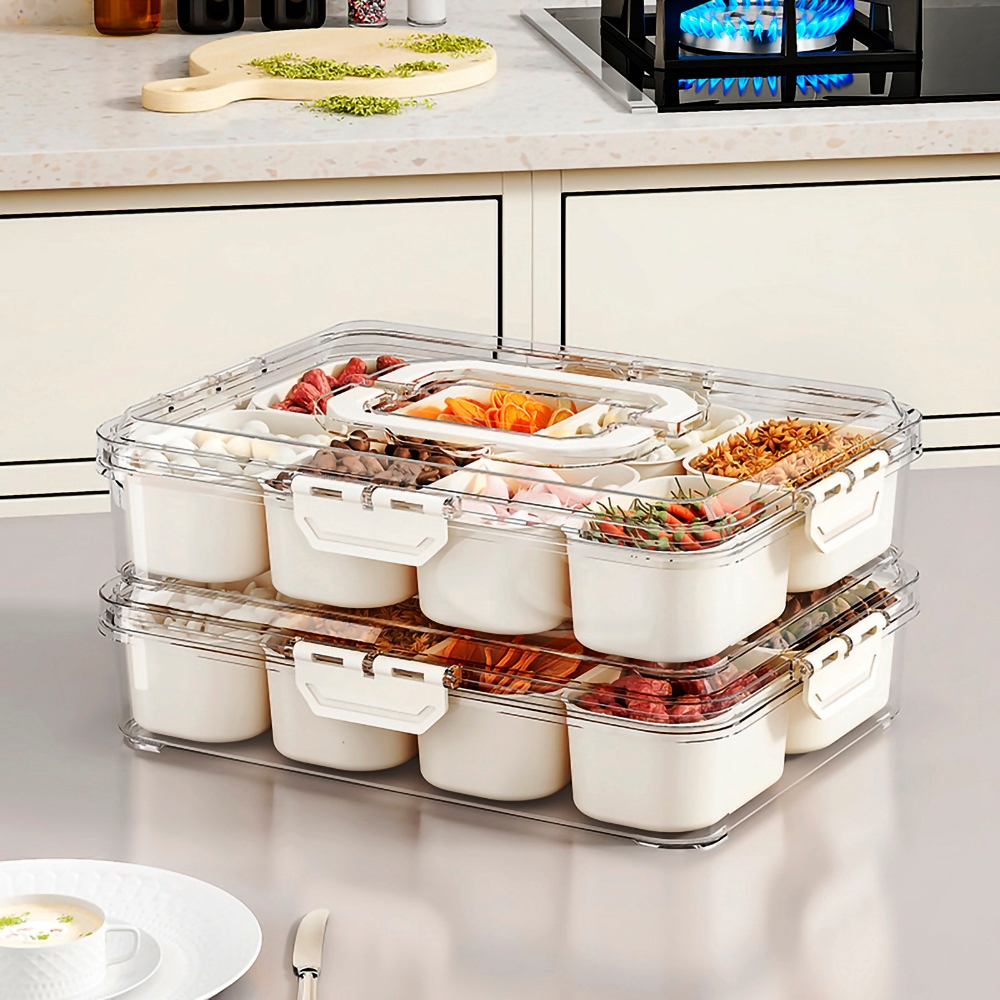 Organizador de Geladeira Com 8 Divisórias Hermético Frios Frutas Legumes Verduras Cozinha