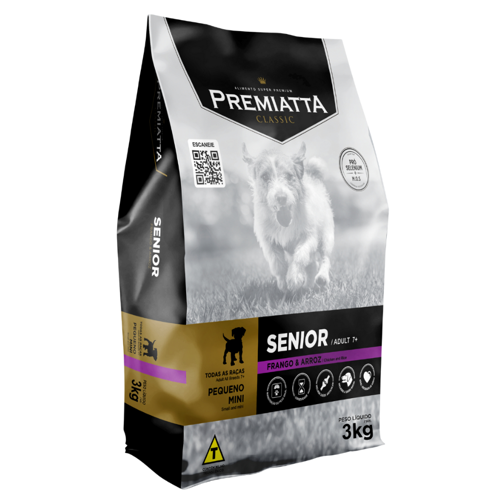 Ração Premiatta Classic para Cães Sênior Raças Pequenas e Mini sabor Frango e Arroz 3kg
