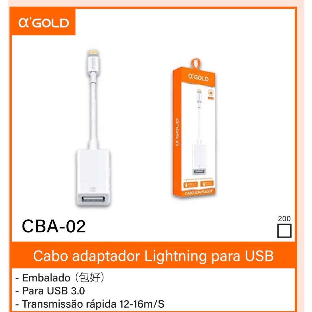 20 cabos adaotadores ip lightning para usb marca;a gold