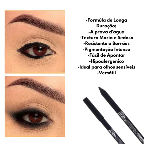 Delineador lápis kajal á prova d'água preto olhos pigmentado longa duração macio fixação