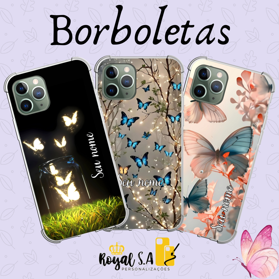 Capinha personalizada Borboletas para todos os aparelhos Samsung/ Iphone/ Motorola/ Xiaomi/ Realme em Oferta na Shopee