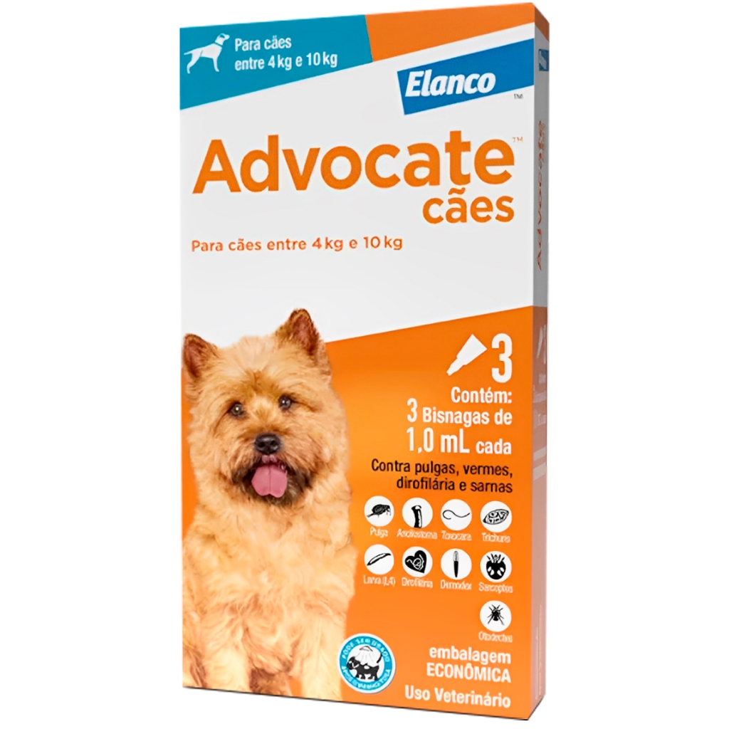 Advocate Elanco Antipulgas para Cachorro 4 à 10kg Kit com 3 em Oferta na Shopee