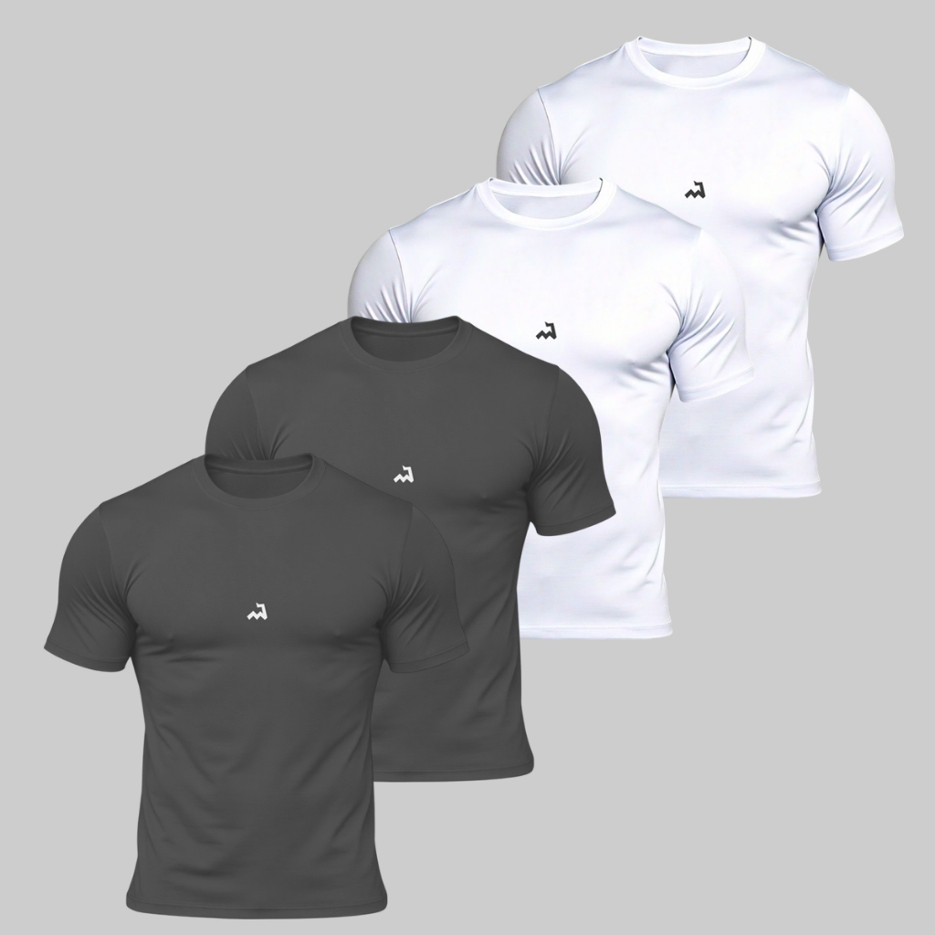 Kit 4 Camiseta Dry Fit Masculina Fitness Academia Corrida Poliester Treino Proteção UV Anti Odor