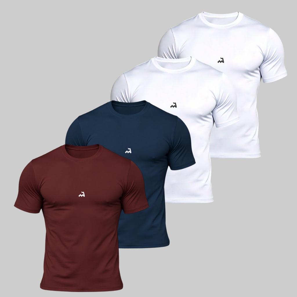 Kit 4 Camiseta Dry Fit Masculina Fitness Academia Corrida Poliester Treino Proteção UV Anti Suor
