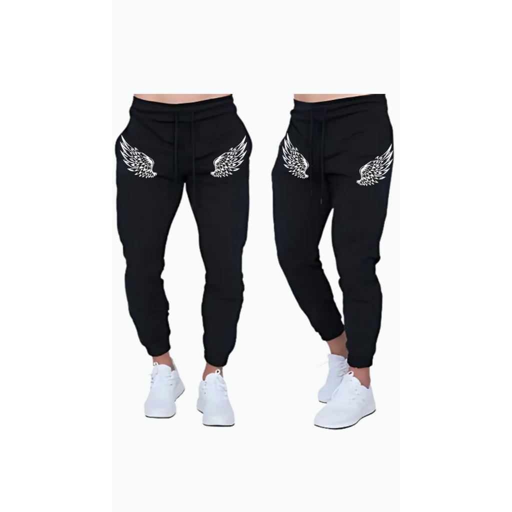 Calça Moletom Olimpia Maromba Fit Academia Treino Moda Unissex Confortável Estilo Flanelado ESTAMPA ASAS DE ANJOS