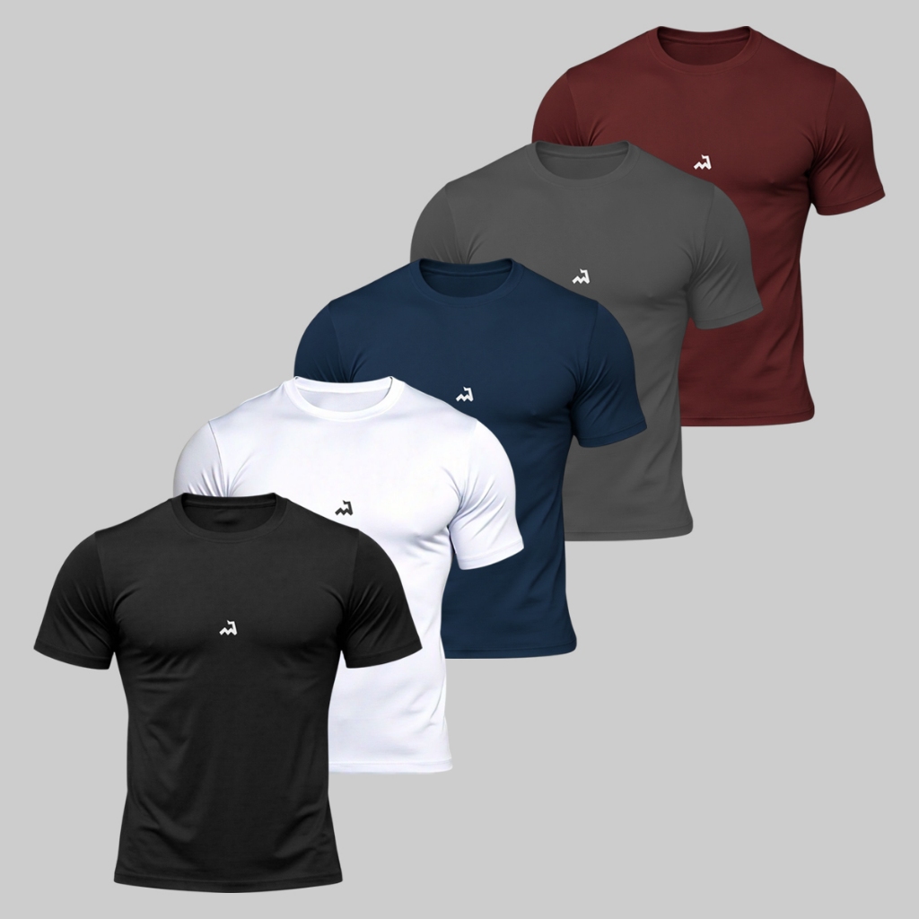 Kit 5 Camiseta Dry Fit Masculina Fitness Academia Corrida Poliester Treino Proteção UV Anti Odor