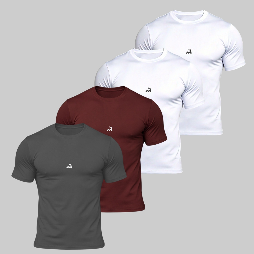 Kit 4 Camiseta Dry Fit Masculina Fitness Academia Corrida Poliester Treino Proteção UV Anti Odor