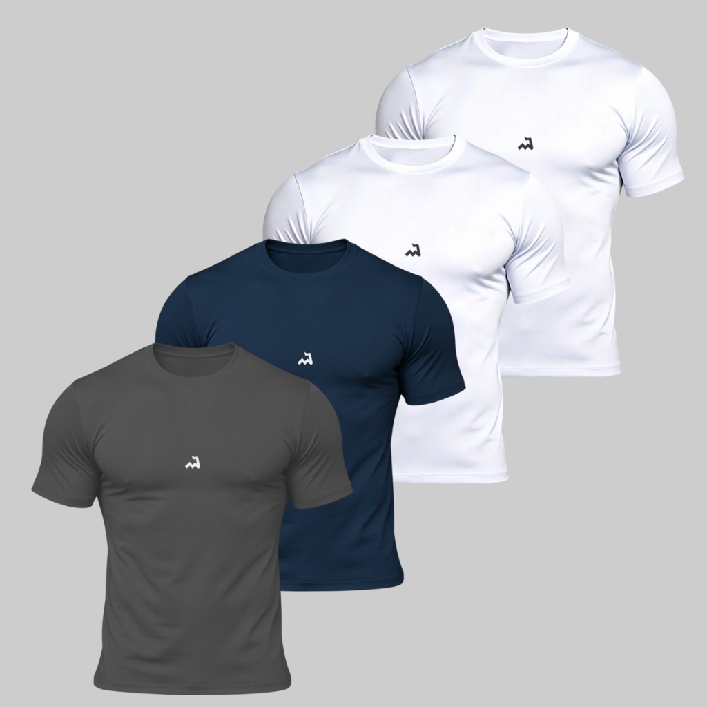 Kit 4 Camiseta Dry Fit Masculina Fitness Academia Corrida Poliester Treino Proteção UV Anti Suor