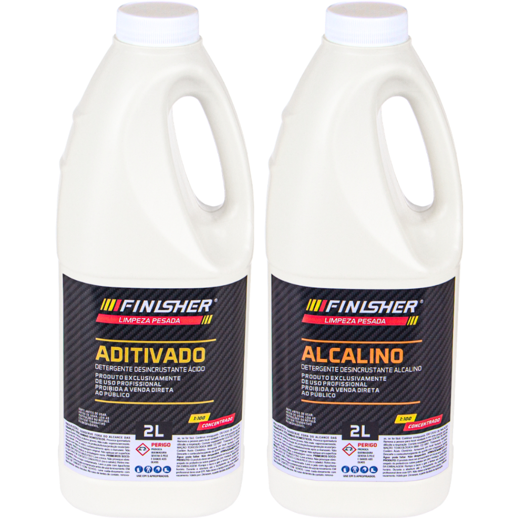 Detergente Desincrustante Ácido Aditivado Finisher 2L Detergente Desincrustante Alcalino Finisher 2L em Oferta na Shopee