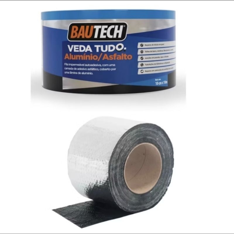 TAPA GOTEIRA  FITA ASFÁLTICA Auto Adesiva Aluminizada Metalizada Impermeável reparo TELHAS LAJES BAÚ CAMINHÃO . em Oferta na Shopee