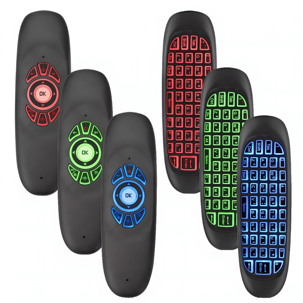 🎮Mini Teclado Air Mouse Wireless 2.4GHz para TV Box, PC e Smart TV – Controle Sem Fio com LED