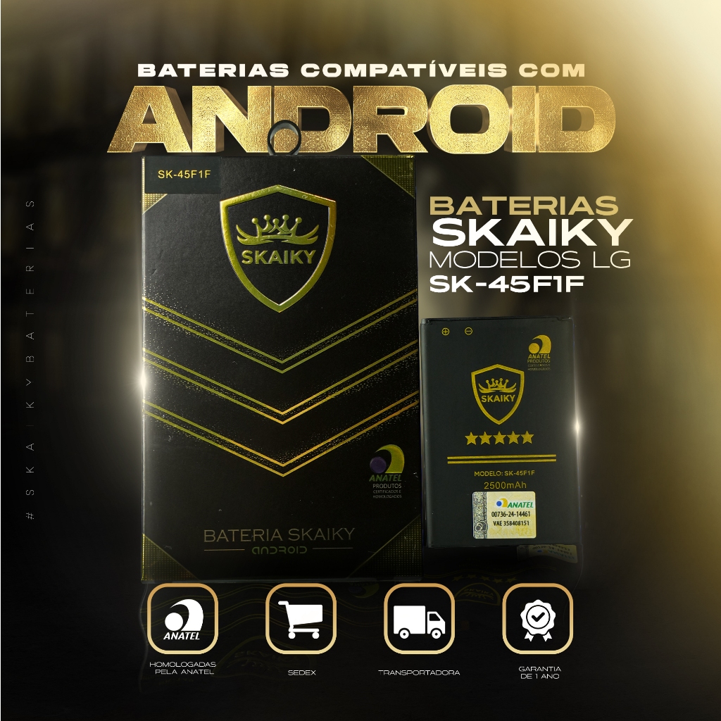 Bateria Oficial Skaiky 45F1F Compativel Com LG K9 2018 K4 K8 2017 K10 PRO 2017 X210 X230 LV3 em Oferta na Shopee