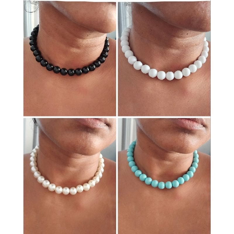 Colar Gargantilha Choker de Bola Com Regulagem De Tamanho