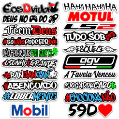 Cartela 20 Adesivos Frases Carro Moto Bike Bicicleta Bag Caderno Notebook Sticker