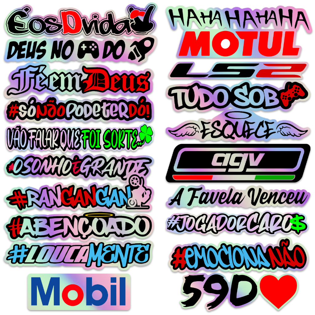 Cartela 20 Adesivo Frase Holográfico Camaleão Bag Caderno Note Sticker Cartela Reflexivo Muda Cor