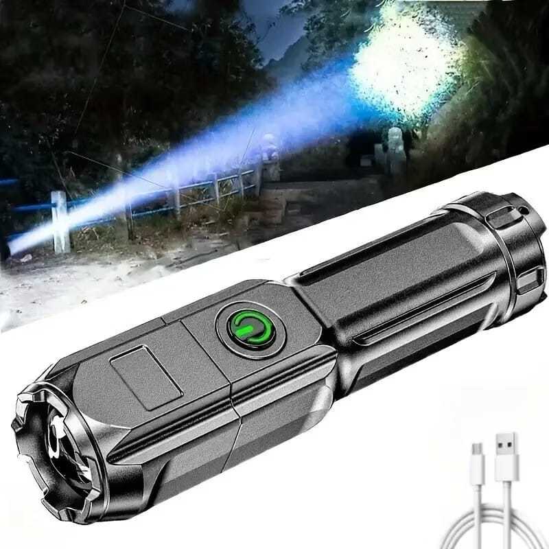 Lanterna LED Potente USB Recarregável Luz Forte 18650 Zoom Caça Pesca MT041-1 (1) MT041(1)