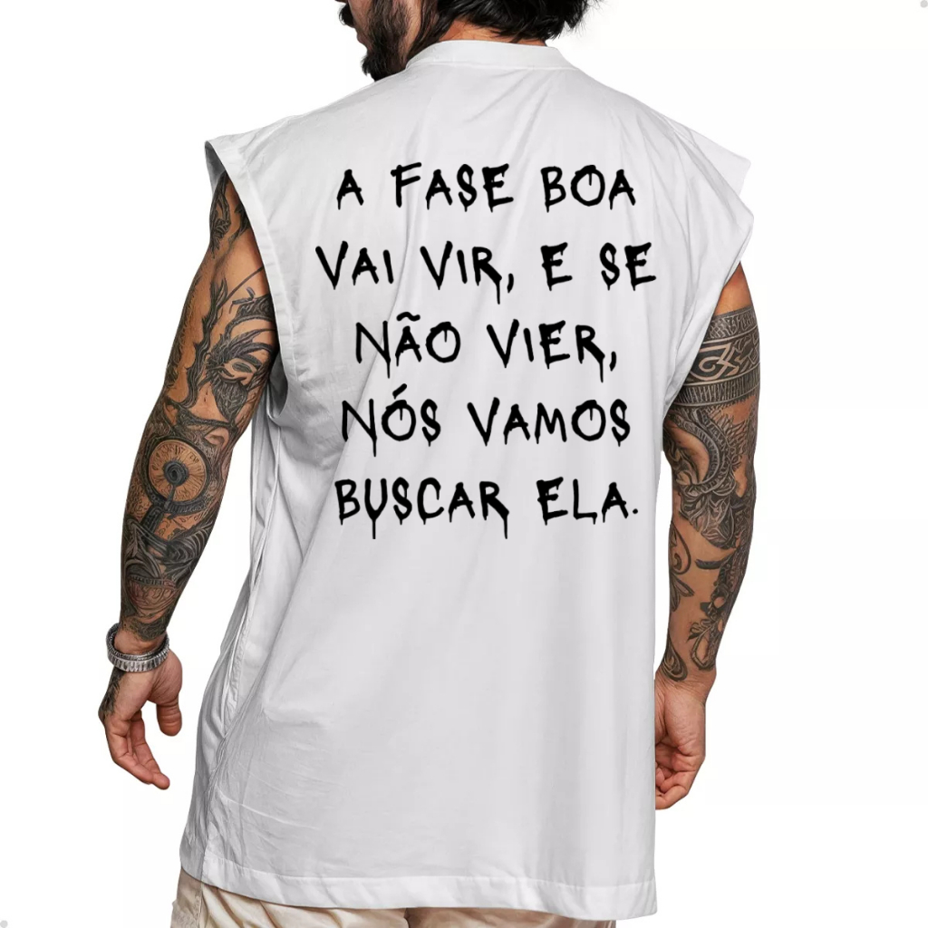Camiseta Regata Estampada 100% Algodão Masculina Frase