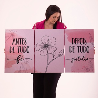 Kit Quadro Grande Decorativo Antes De Tudo Fé Rosa Gratidão Cozinha Sala Quarto em Oferta na Shopee