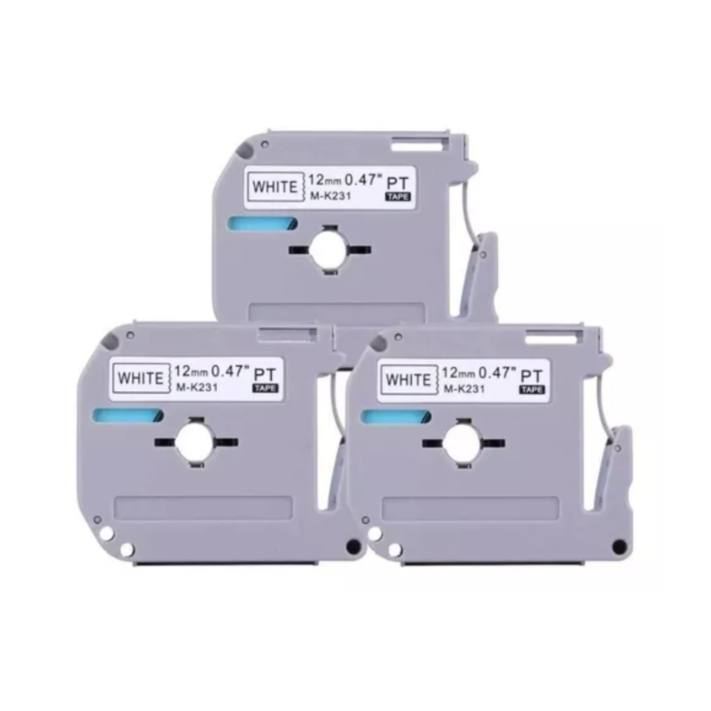3x Fita Rotuladora Mk231 Compatível Brother Pt70 Pt80 Pt90 Branca 12mm