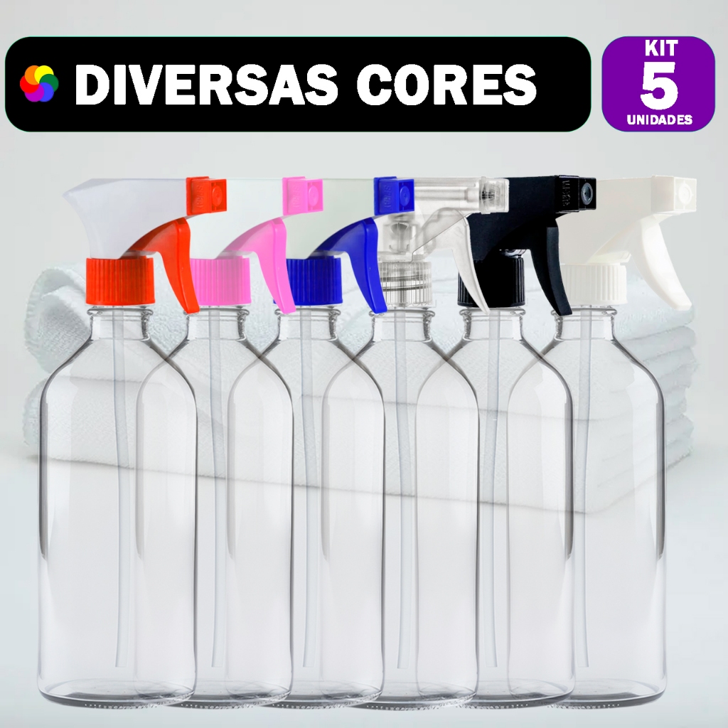 5 Borrifador 500ml com Gatilho - Pulverizador para Limpeza, Jardim e Uso Doméstico e Geral em Oferta na Shopee