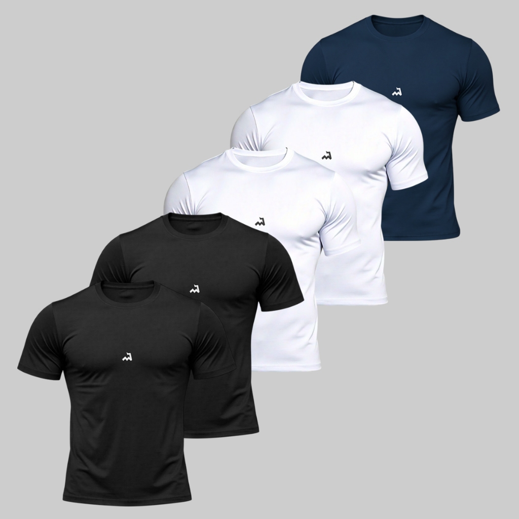 Kit 5 Camiseta Dry Fit Masculina Fitness Academia Corrida Poliester Treino Proteção UV Anti Odor