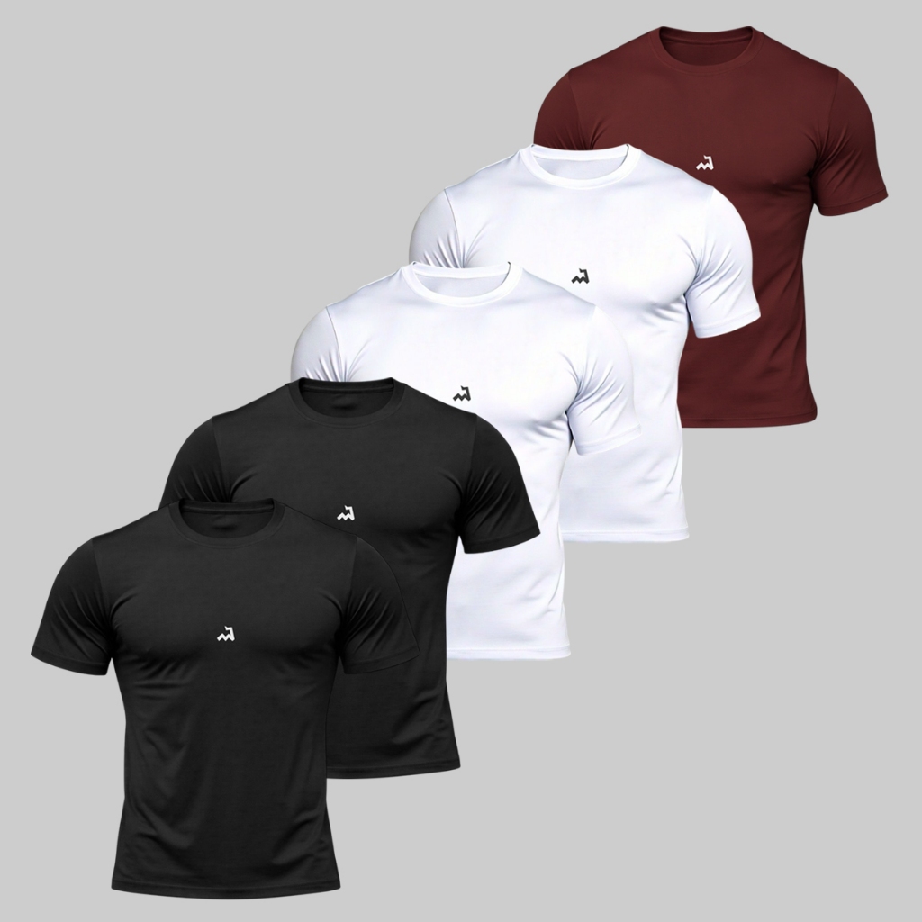 Kit 5 Camiseta Dry Fit Masculina Fitness Academia Corrida Poliester Treino Proteção UV Anti Suor