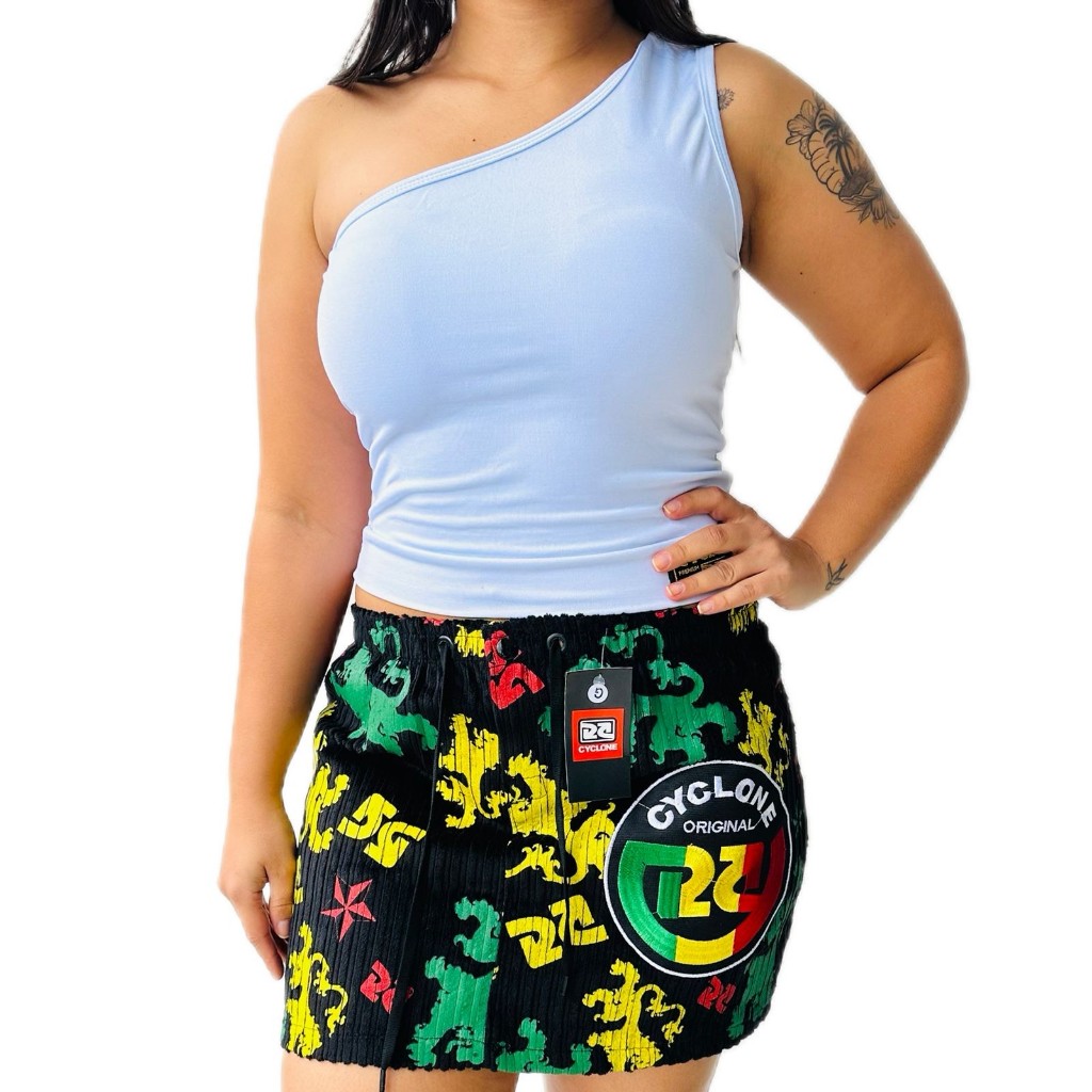 Saia Da Cyclone Veludo Reggae New + Cropped Pop