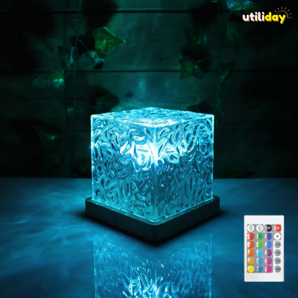 Cubo de Luz Noturno Água Luminaria USB Bateria 16 Cores LED Controle Remoto Presente Moderno Abajur