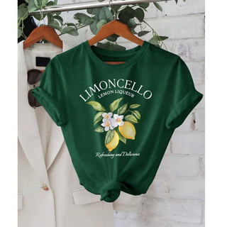 Camiseta Feminina Estampada Limoncello Camisa de Desenho de Frutas Confortável T-shirt Envio Imediato