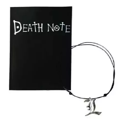 Caderno Agenda Death Note com Regras Posters Ilustraçãoes Livro Anime - Colar L regulável