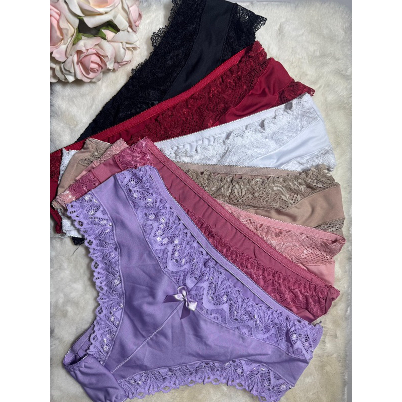 Kit Calcinha Feminina 5 Unidades Yasmin com renda (calcinha grande, comprar um tamanho menor) em Oferta na Shopee