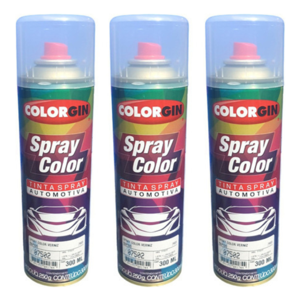 Tinta Spray Automotiva Colorgin Verniz Rápido 300ml 3 Unidades