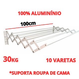 Varal Sanfonado Reforçado 100 Cm Parede Retrátil Alumínio Branco em Oferta na Shopee