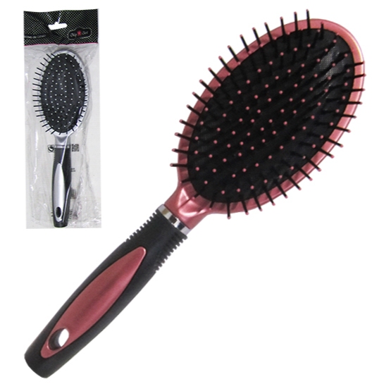 Escova De Cabelo Oval Cabo Emborrachado 24x7cm em Oferta na Shopee